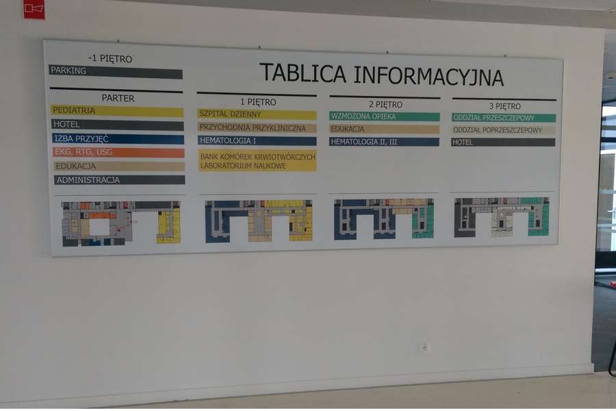 Oznakowanie budynków - tablica informacyjna - szpital Przylądek Nadziei