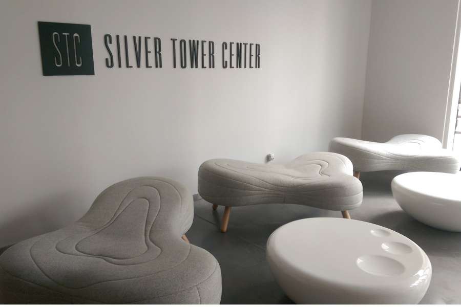 Galeria Everest - logo budynku stal 10mm Silver Tower Center